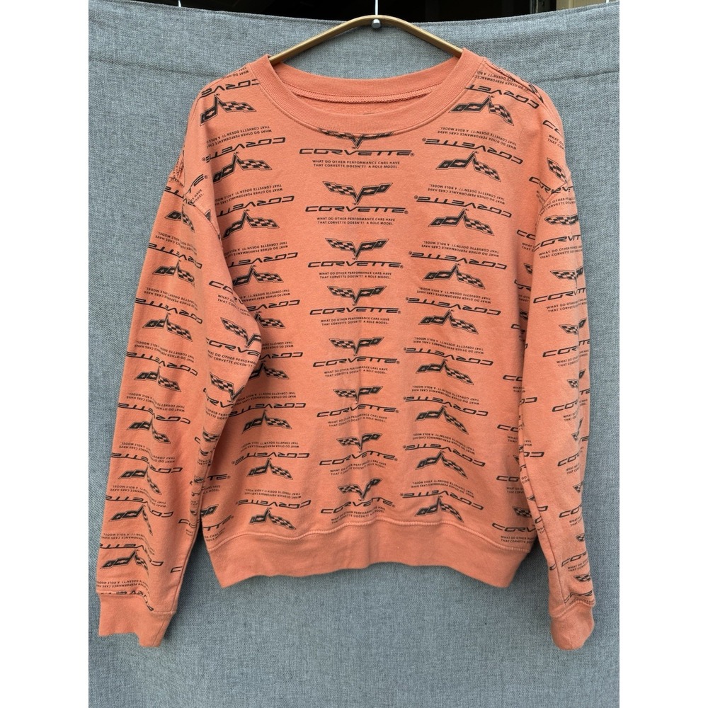 Official‎ GM Corvette Orange Crew Neck Sweatshirt Mens Sz S Small